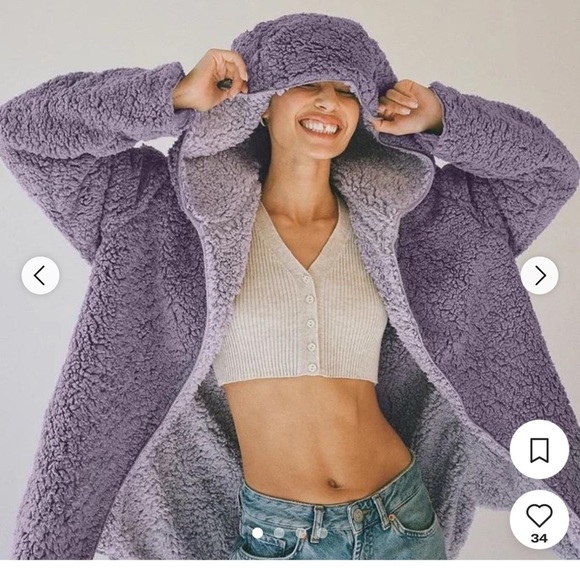 Urban Outfitters Jackets & Blazers - BDG Urban Outfitters Sherpa Purple Oversized Cozy Jacket Size XSmall/Small